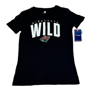 Fanatics Minnesota Wild NHL Hockey Women’s Black Logo Tee T-Shirt Small NWT